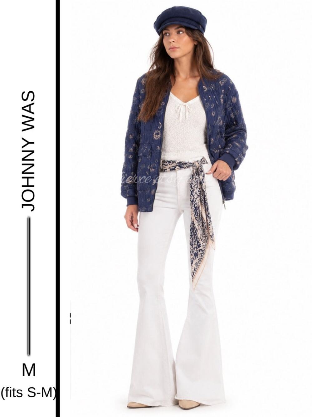 MSRP $280✨Calme x Johnny Was Celestial Zodiac Quilted Jacket Size S (Fits S-M) ✨